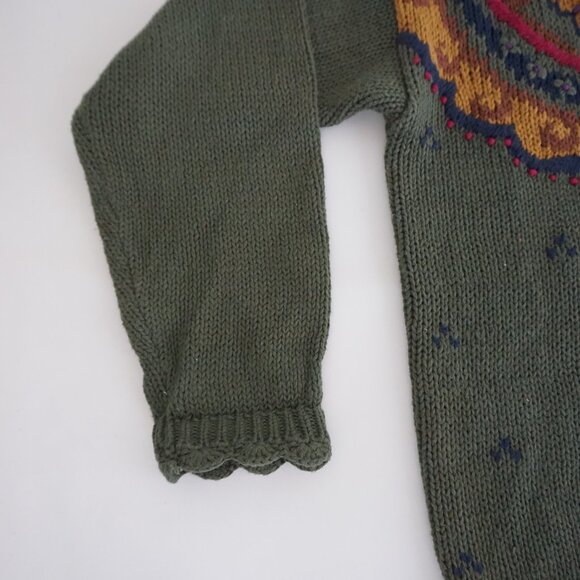 Vintage Maggie Lawrence Olive Embroidered Cardigan Cottagecore Aesthetic L - Picture 8 of 11